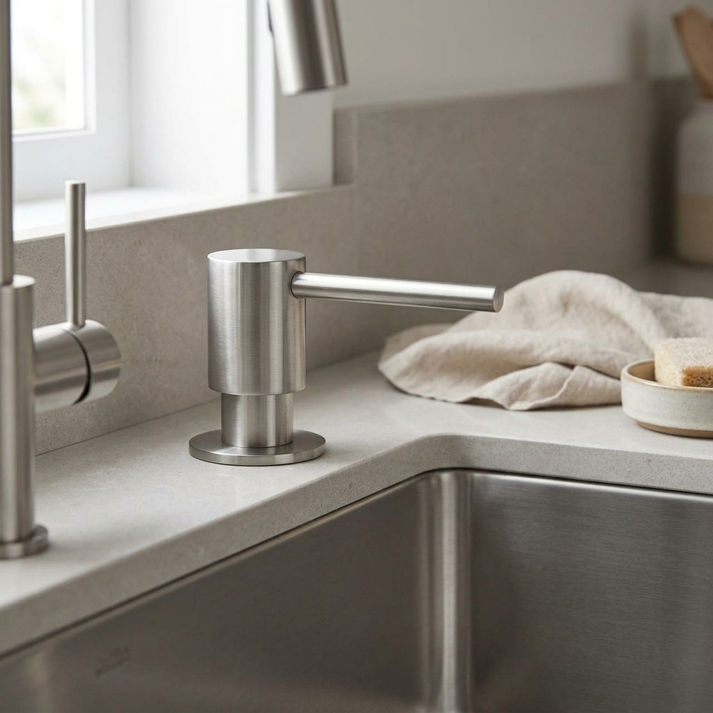 Pure.Sink Elite Steel Shine built-in soap dispenser stainless steel top-fillable PS9010-02
